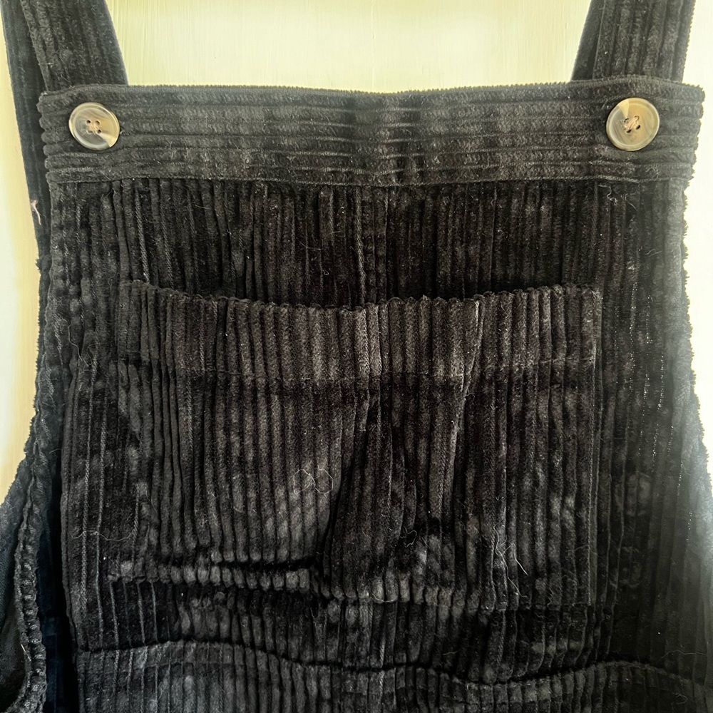 Black Corduroy Overall Mini Dress - Picture 5 of 7
